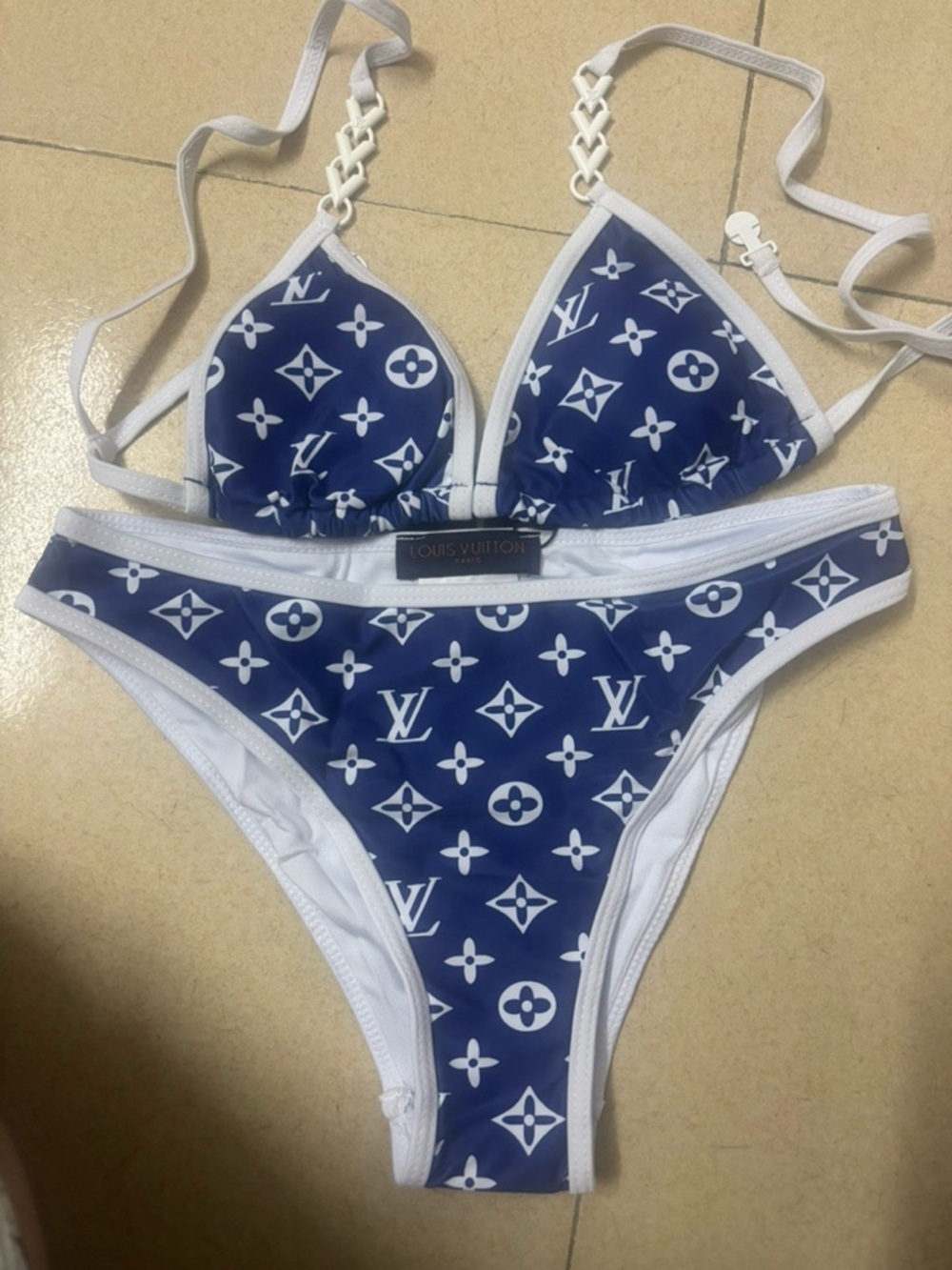 Louis Vuitton Blue & White Monogram Triangle Bikini